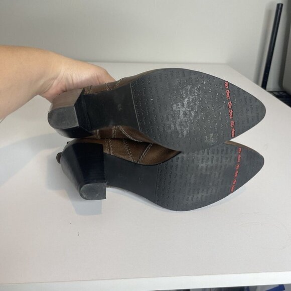 Miz Mooz Luella Brown Leather Point Toe Heeled Booties Size 6.5 - Picture 8 of 8